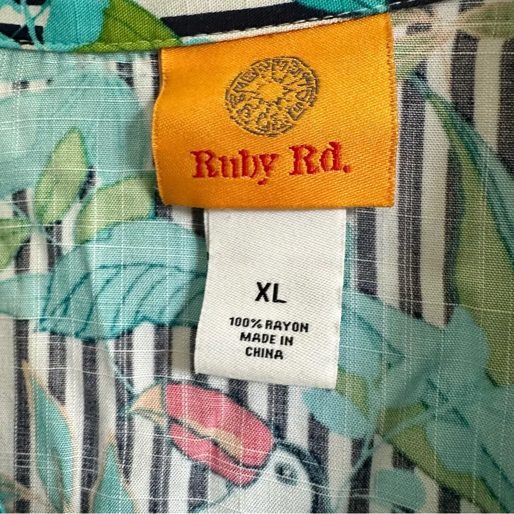 Ruby Rd. Tropical Print Shirt Blue Size XL - Image 2