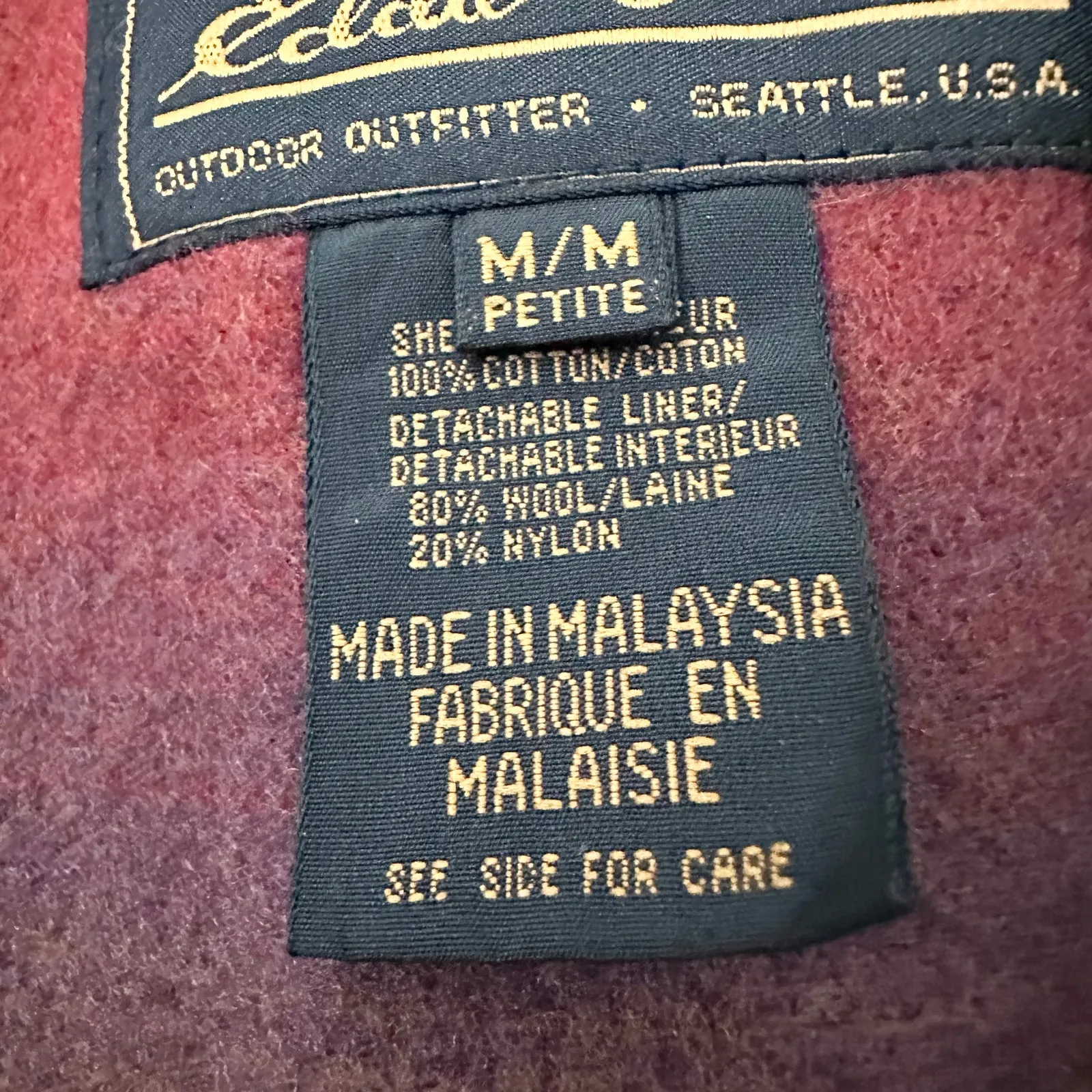 Eddie Bauer Khaki Vintage 80s Chore Jacket Tan Corduroy Collar Cuffs MP Lined - Image 9