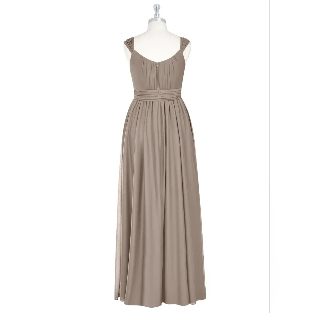 NWT AZAZIE MELANIE  Empire Pleated Mesh Floor-Length Dress Taupe  Size A14 - Image 6