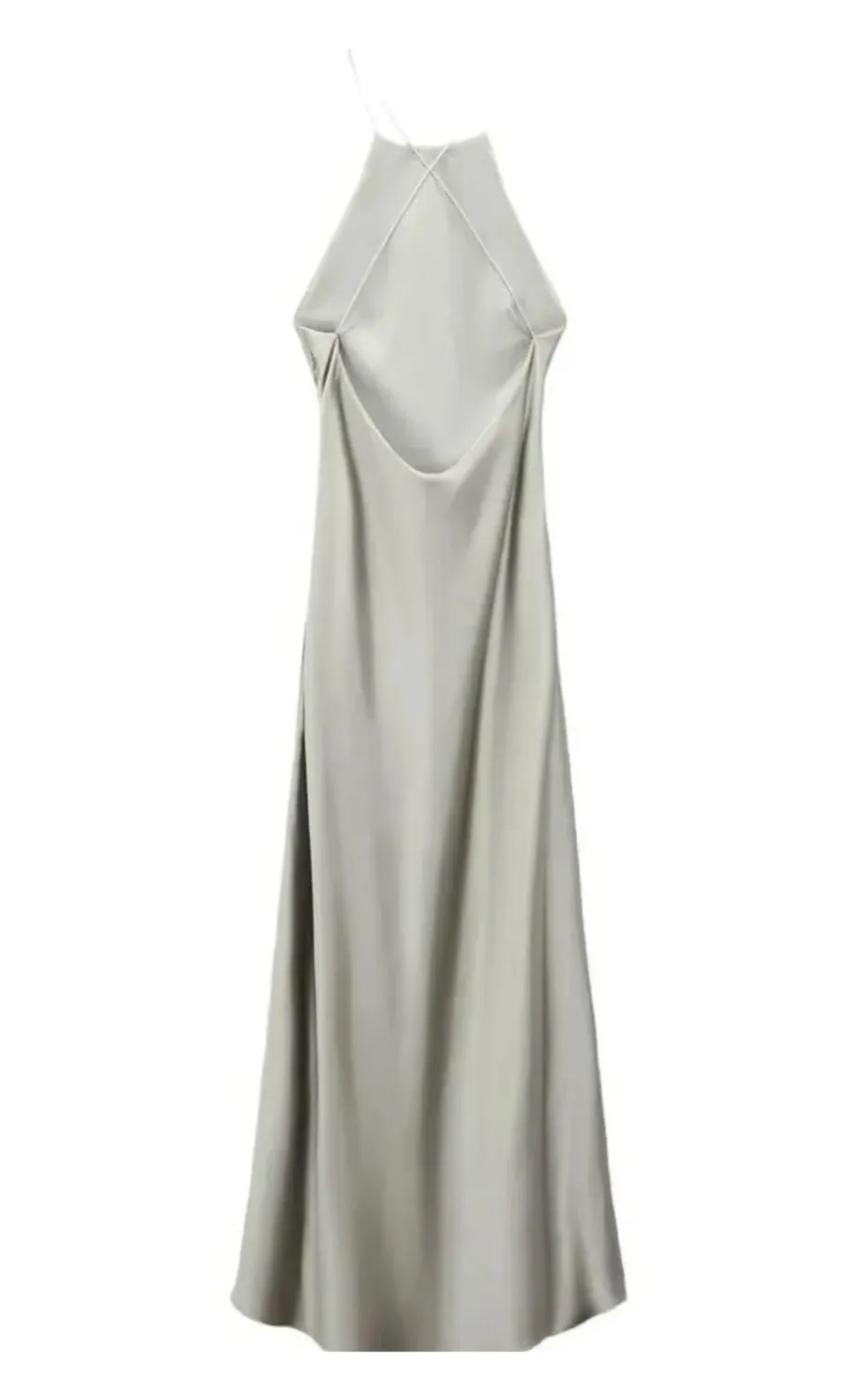 Zara midi dress satin effect slip halter maxi sage wedding party coctail - Image 10