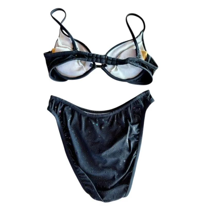 Venus Vintage Swim Wear Black Top C Bottom Moderate M Sarong Lot 4 Pc Bundle - Image 4