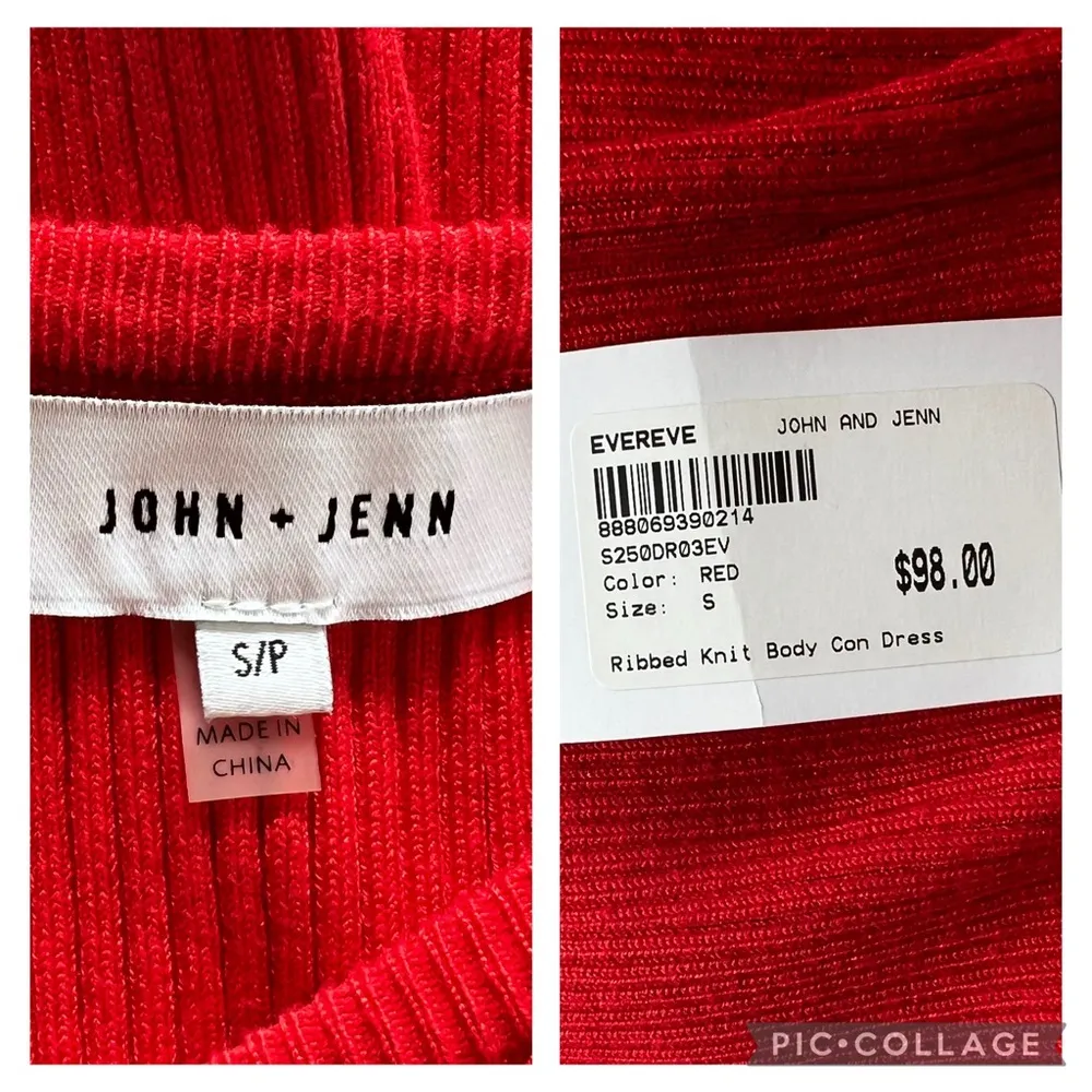 NEW John + Jenn Red Bodycon Tank Dress Knit Midi S Sleeveless Cocktail Brunch - Image 14