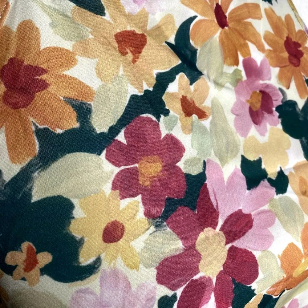 Shein Sleeveless Floral Halter Tie Neck Open Back Romper Orange Pink Size 6 - Image 5