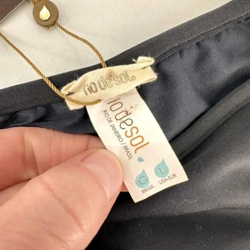 NWT Rio Del Sol Cheeky String Black Bikini Bottoms Size‎ Large - Image 5