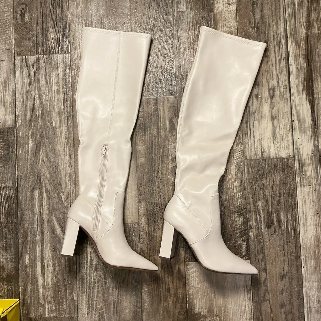 Wild Pair Elegant Cream Knee-High Boots Size 8 - Image 16