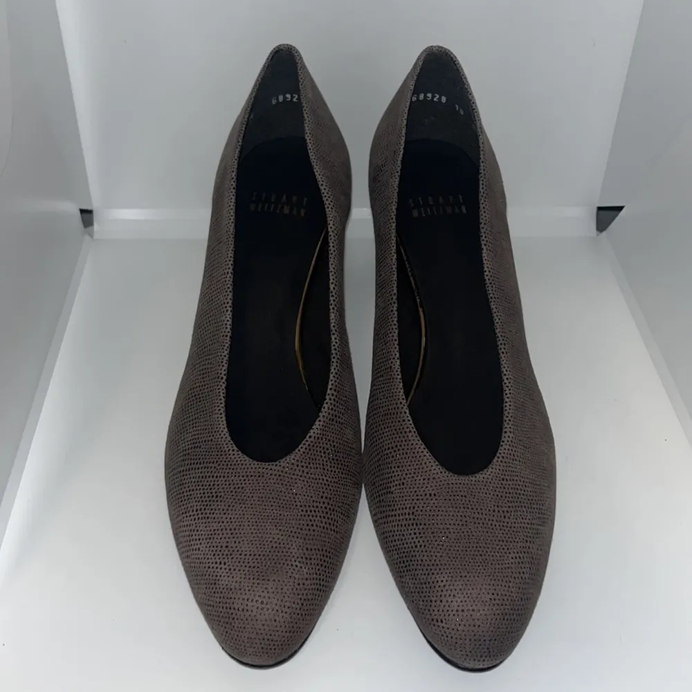 Stuart Weitzman Solar Goosebump Napa Leather Pump Heels Funghi Brown Women 10 N - Image 3