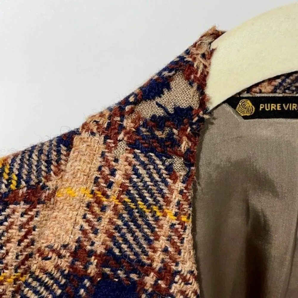 Vintage Belridge Peerless Pure Virgin Wool Blazer Sport Coat Jacket Plaid 41 Lon Tan Size undefined - Image 6