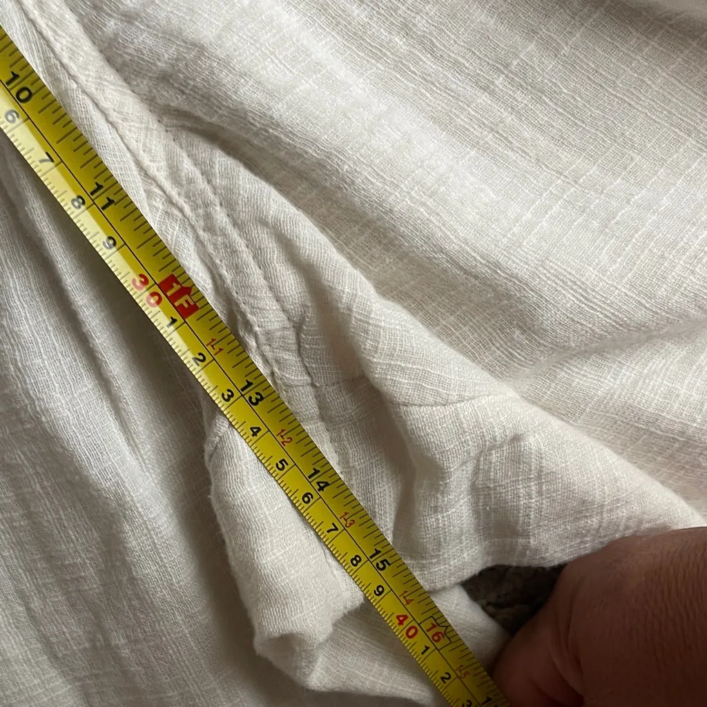 Aerie Cream Textured wide leg cotton Pants - Image 4