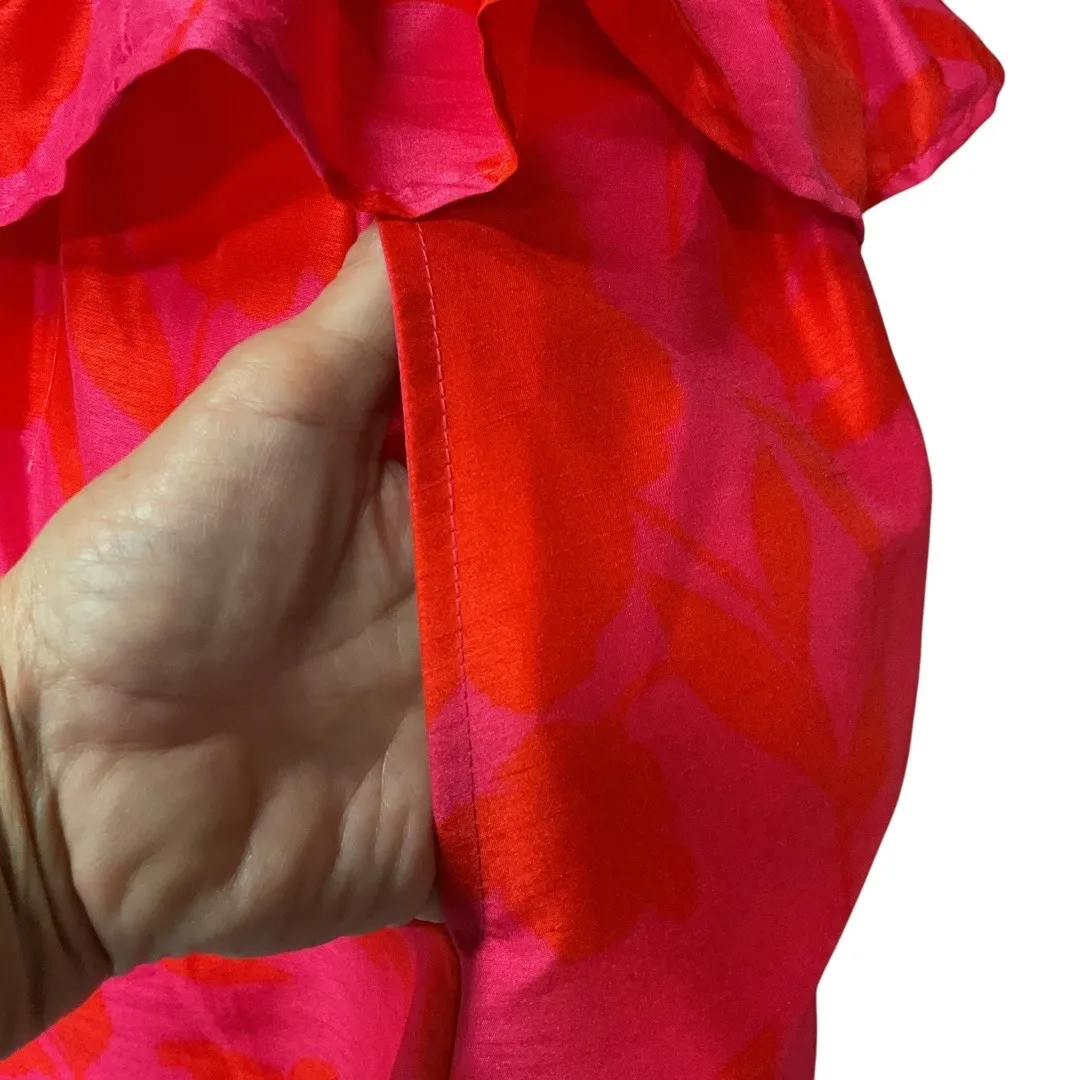 Kate Spade Target Red Pink Classic Floral Sleeveless Peplum Midi Dress Sz 6 NWT‎ - Image 9