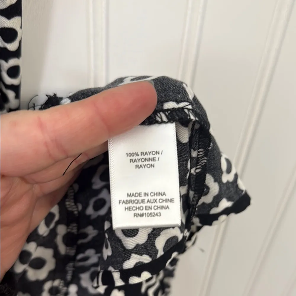 Mod Lusive Daisy Tiered Milk Maid Floral Black and White Dress Size L Size L - Image 5