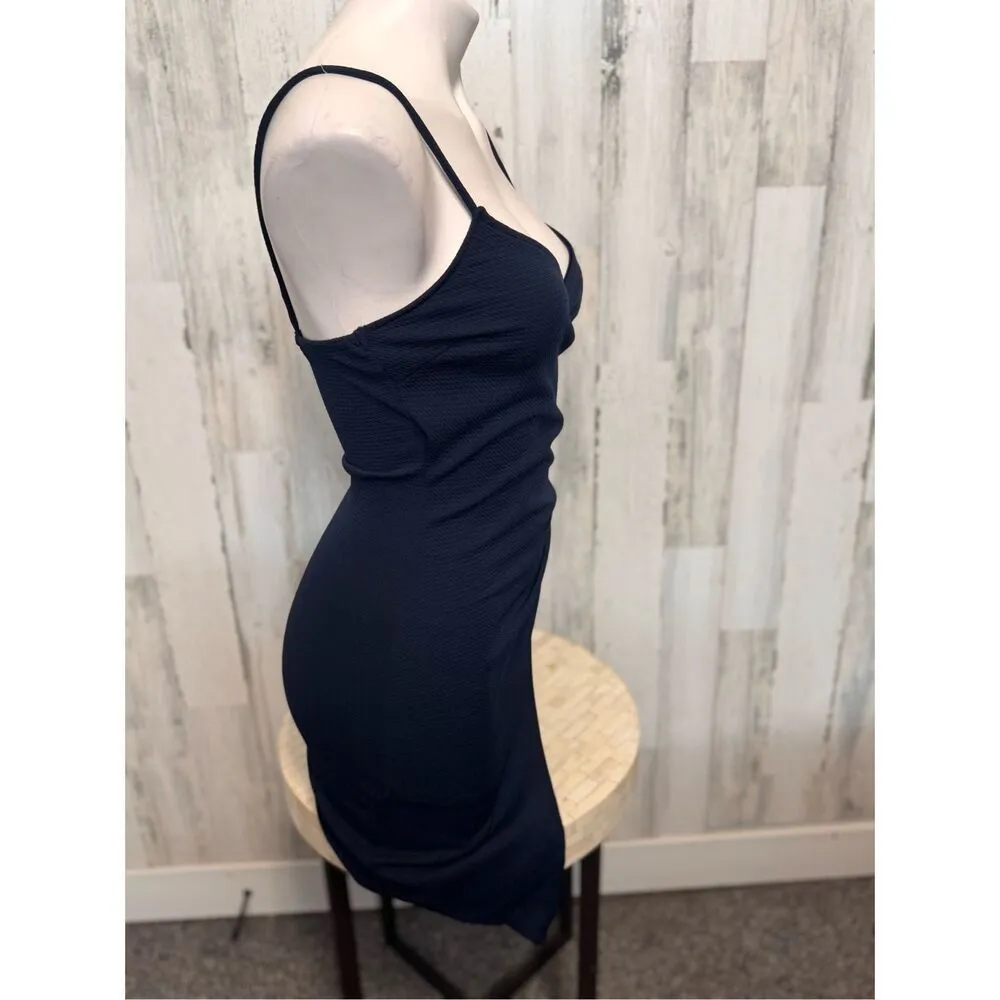 Love J Navy Blue Asymmetrical Bodycon Mini Dress | Size Small - Image 7