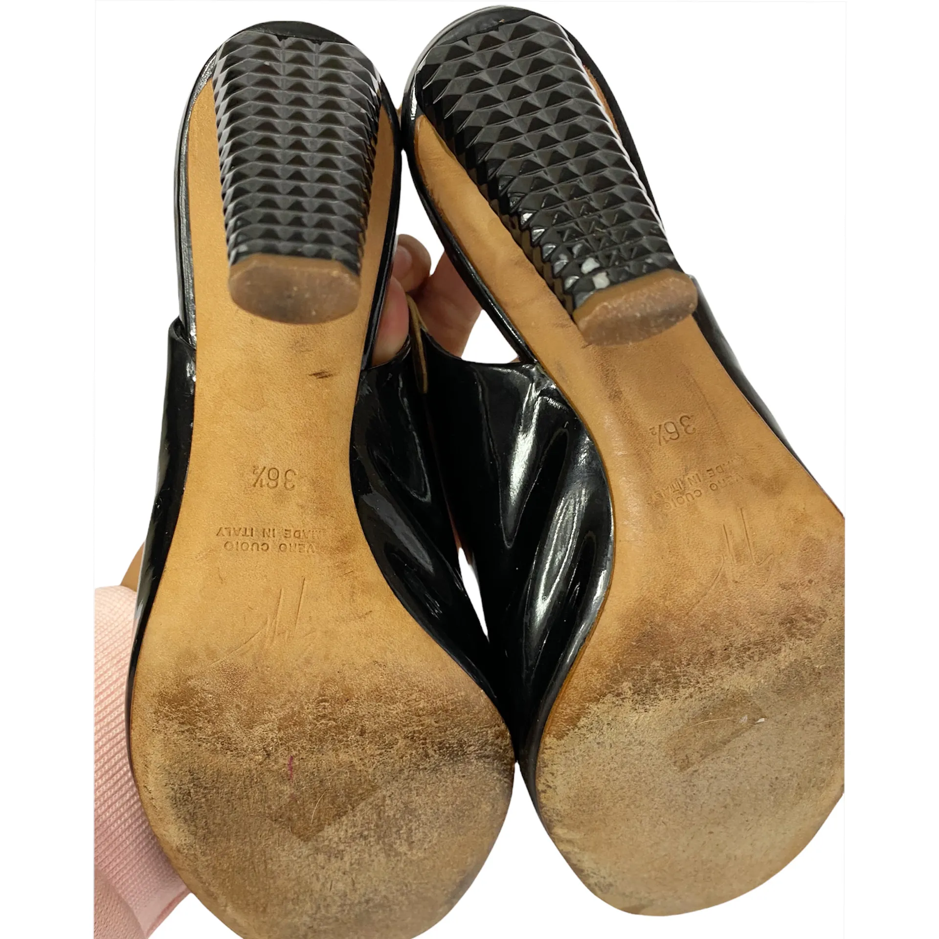 Authentic GIUSEPPE ZANNOTI Slingback peep toe pump black heels 36.5 Made Italy - Image 7