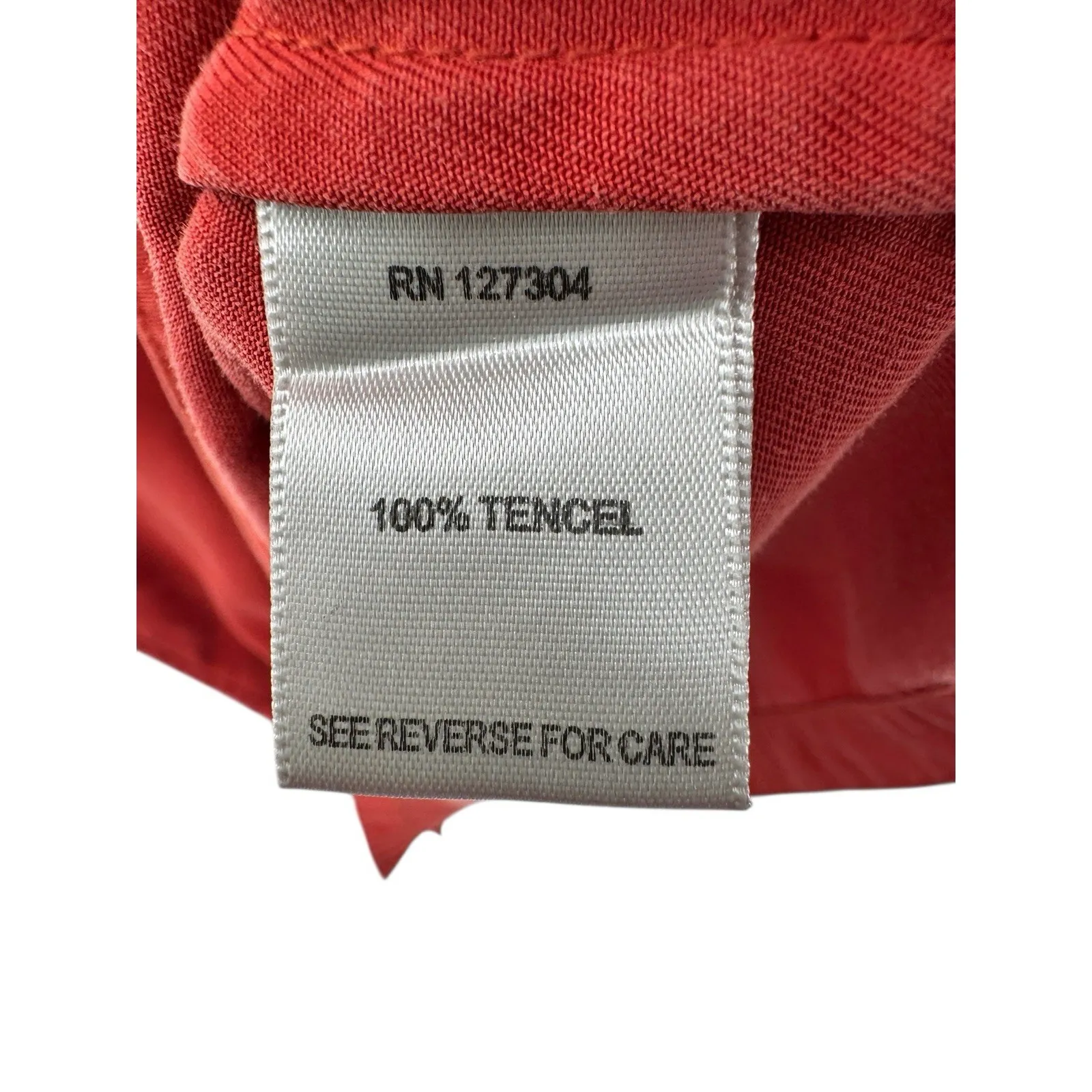 John Mark Shirt Dress Medium Red‎ Long Sleeve 100% Tencel Button Front Roll Tab - Image 5