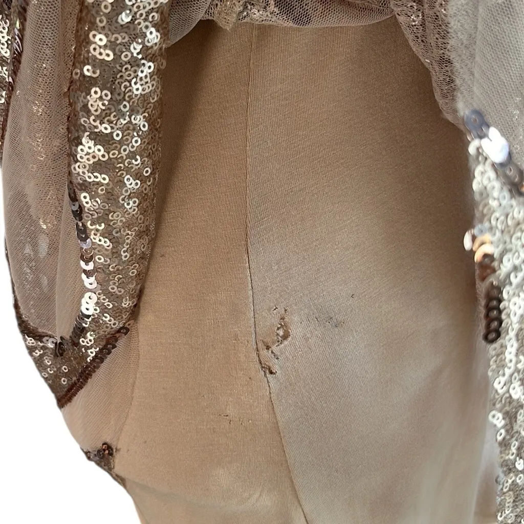 Bebe One Shoulder Rose Gold Sequined Overlay Dress - Image 15