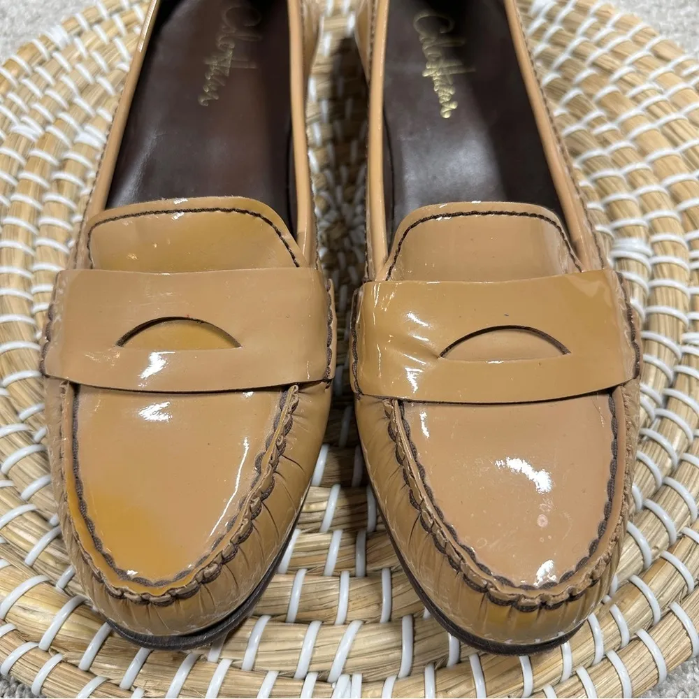 Cole Haan Women’s Tan Patent Leather Penny Loafers Nike Air Soles Size 9.5 - Image 3