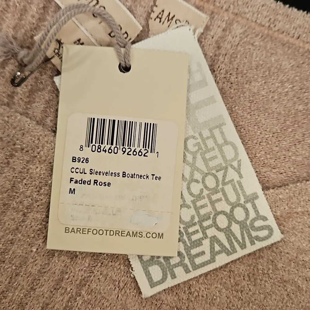 💕BAREFOOT DREAMS CozyChic Ultra Lite Sleeveless Boatneck Top ~ Faded Rose M NWT - Image 15