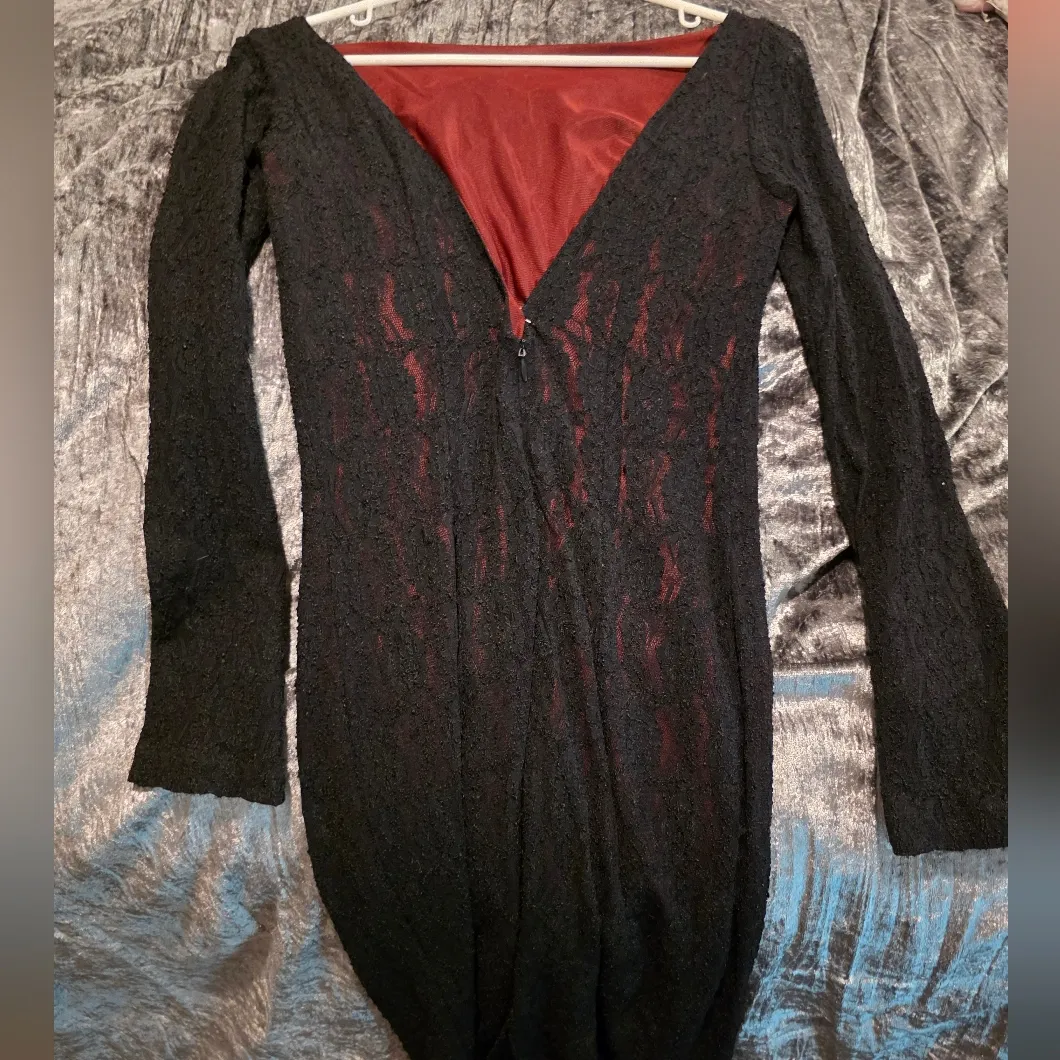 Sisley Black Lace Turtleneck Sweater Red Size M - Image 3