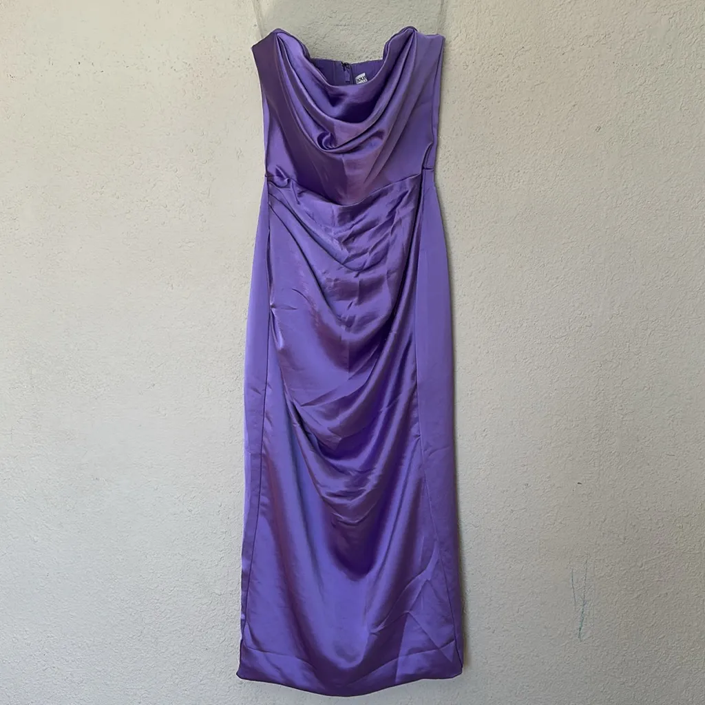 House of CB SANTANA VIOLET SATIN STRAPLESS CORSET‎ MIDI DRESS NWOT size S - Image 3
