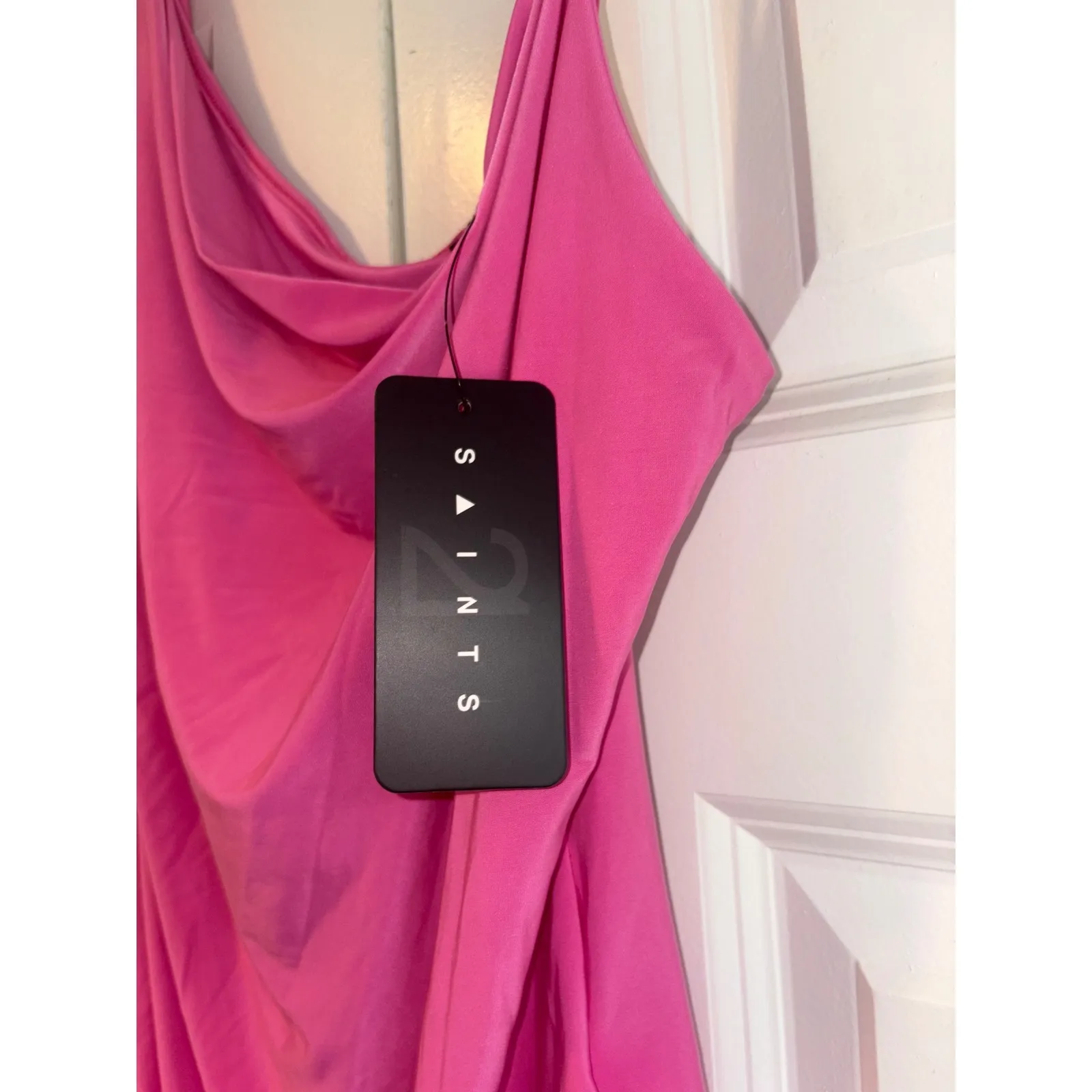 21 Saints‎ Shoulder Bodysuit Draped Cowl Neck Sleeveless Pink XL - Image 5