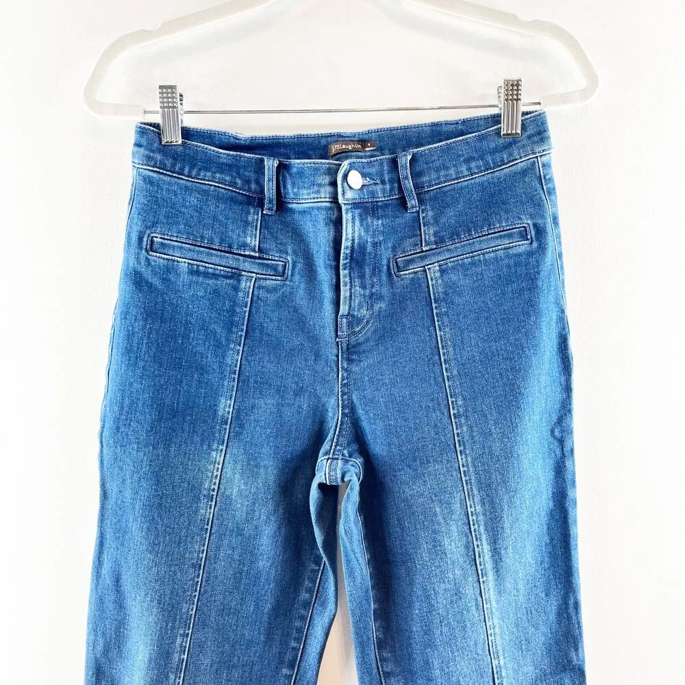 J. Mclaughlin High Rise Seamed Front Emmie Bootcut Jeans Dark Wash Blue 4 - Image 4