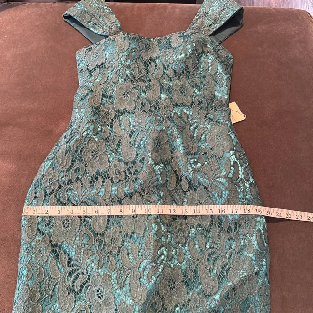 Women’s Tea Length Green Dress Corset Back Matching Chiffon Jacket Size 8 NWOT - Image 11