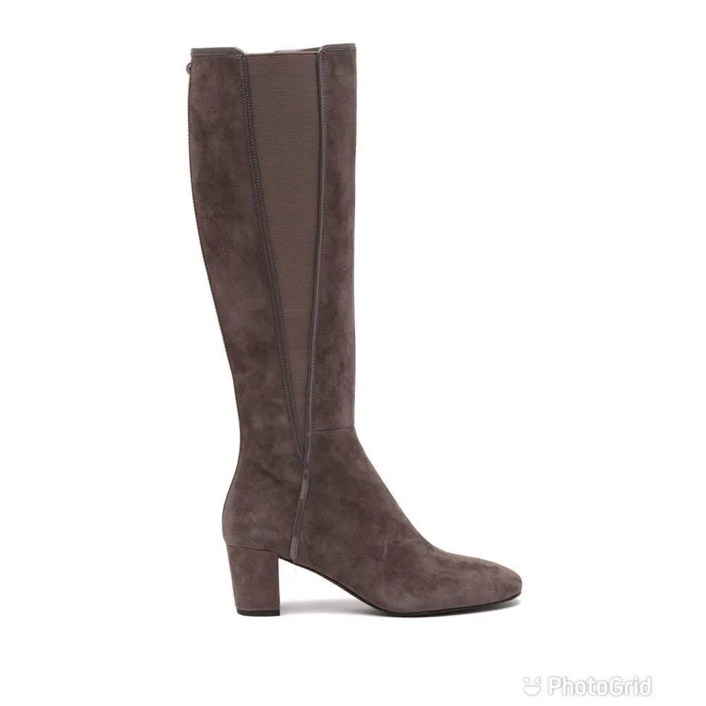 DONALD PLINER Suede Knee High Boot Chunky‎ Heel Round Toe Taupe Gray Size 6.5 Gray - Image 14