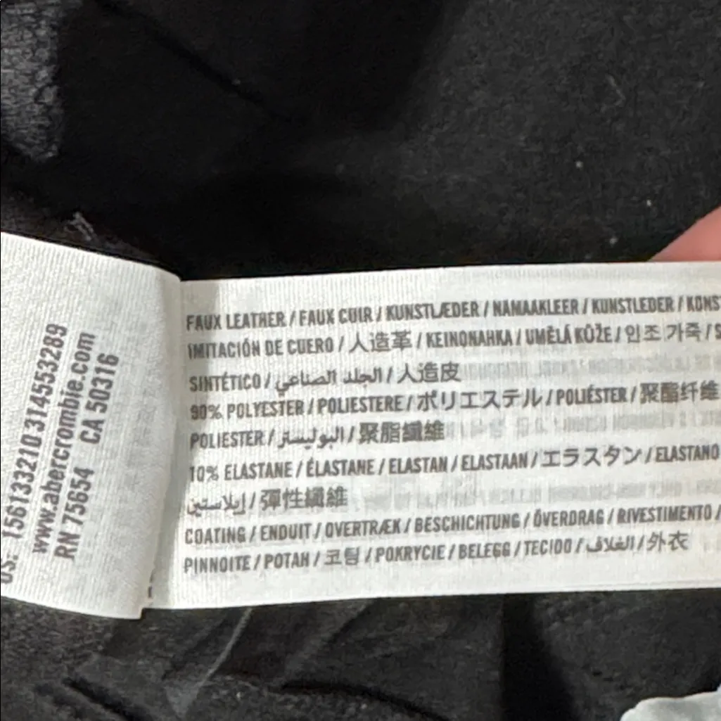 Abercrombie & Fitch Black The Skinny High Rise Faux Leather Jeans size 28 - Image 11