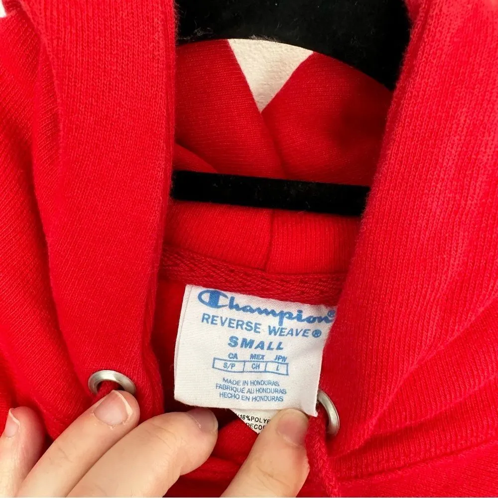 Champion Women’s Small Reverse Weave Red Pullover Sweatshirt Hoodie - Image 5