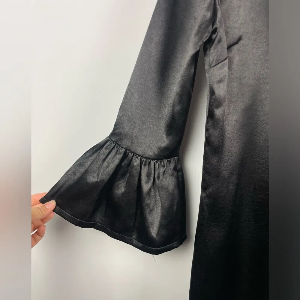 Armani Exchange Black Satin Bell Sleeve Shift‎ Dress - Image 3