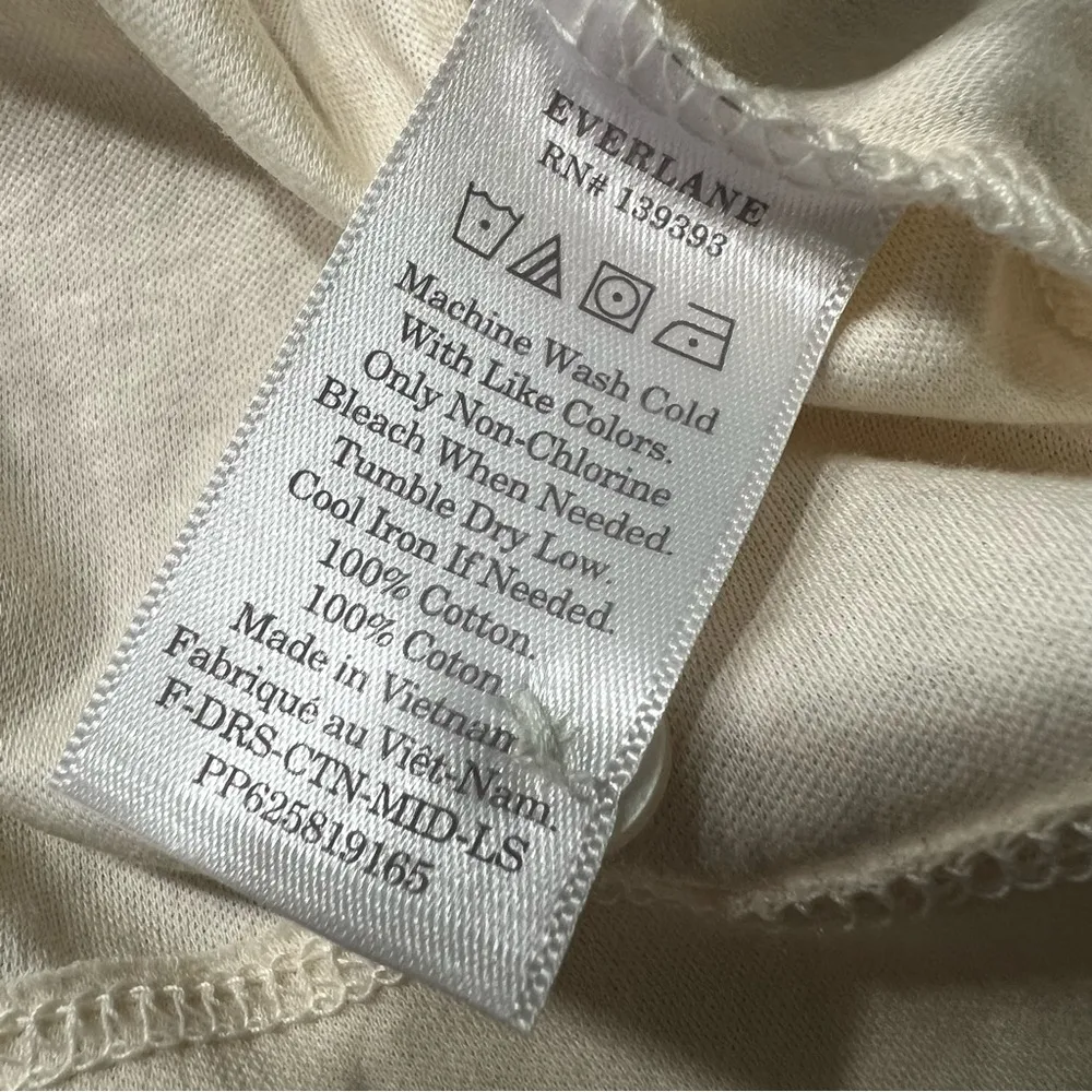 NWT Everlane Luxe Cotton Long Sleeve Button Front Dress Medium Cream colored - Image 10