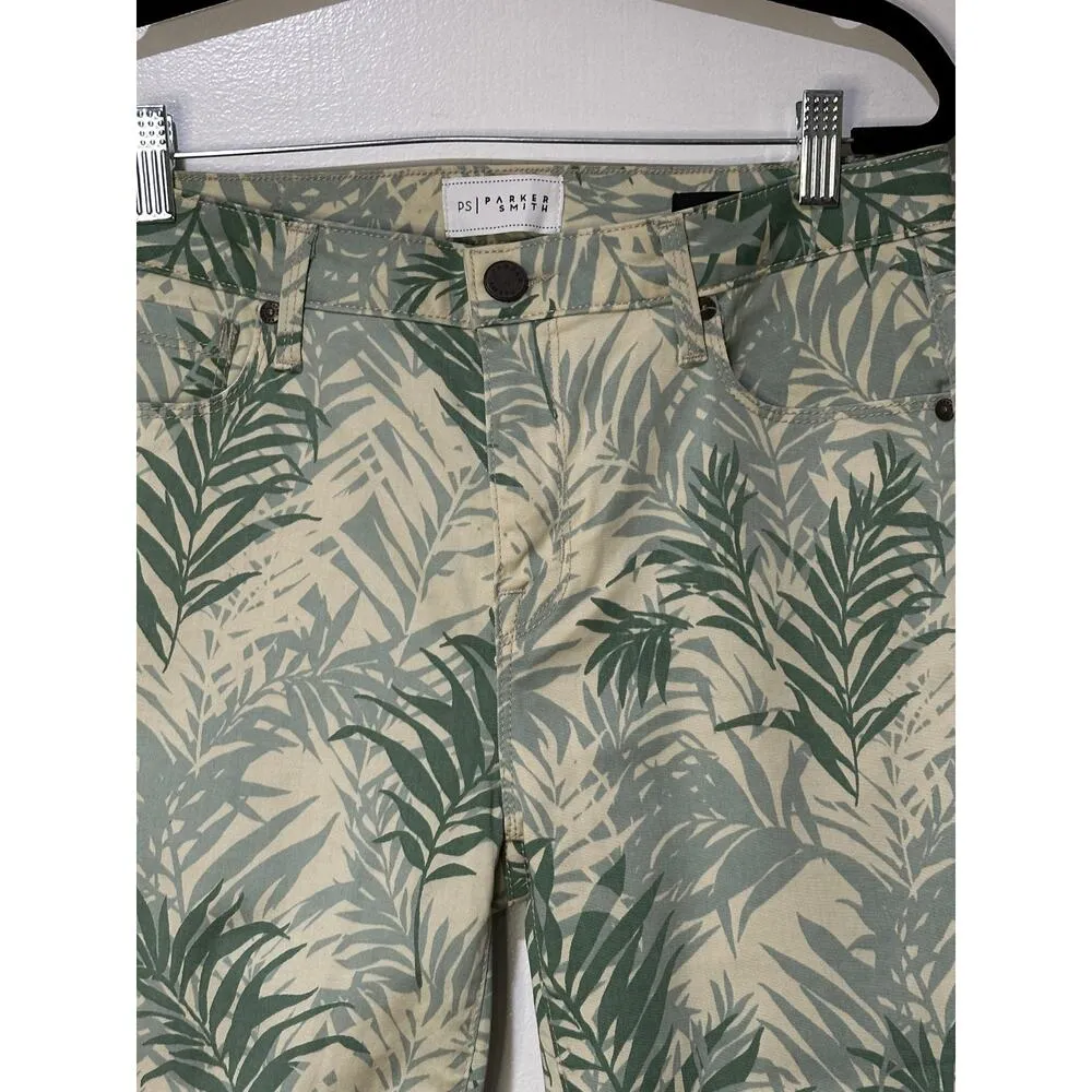 Parker Smith Palm Springs Green Leaf Print Ava Crop Skinny Jeans Size 30 EUC - Image 2