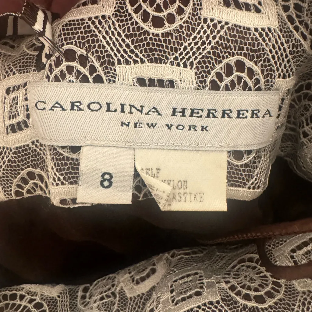 Carolina Herrera CROCHET KNEE-LENGTH DRESS Ribbon Halter Neck Size 8 *READ* - Image 11