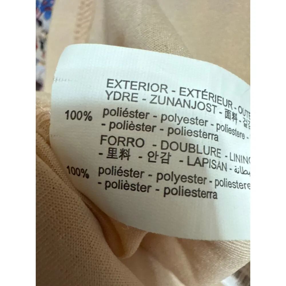 Zara Multicolor Long Puff Sleeve V-Neck Ruffle Cutout A Line Maxi Dress Size M - Image 5