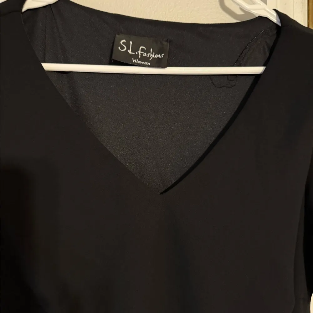 SL Fashions Black Flutter Sleeve Sheath Dress Size undefined - Image 2