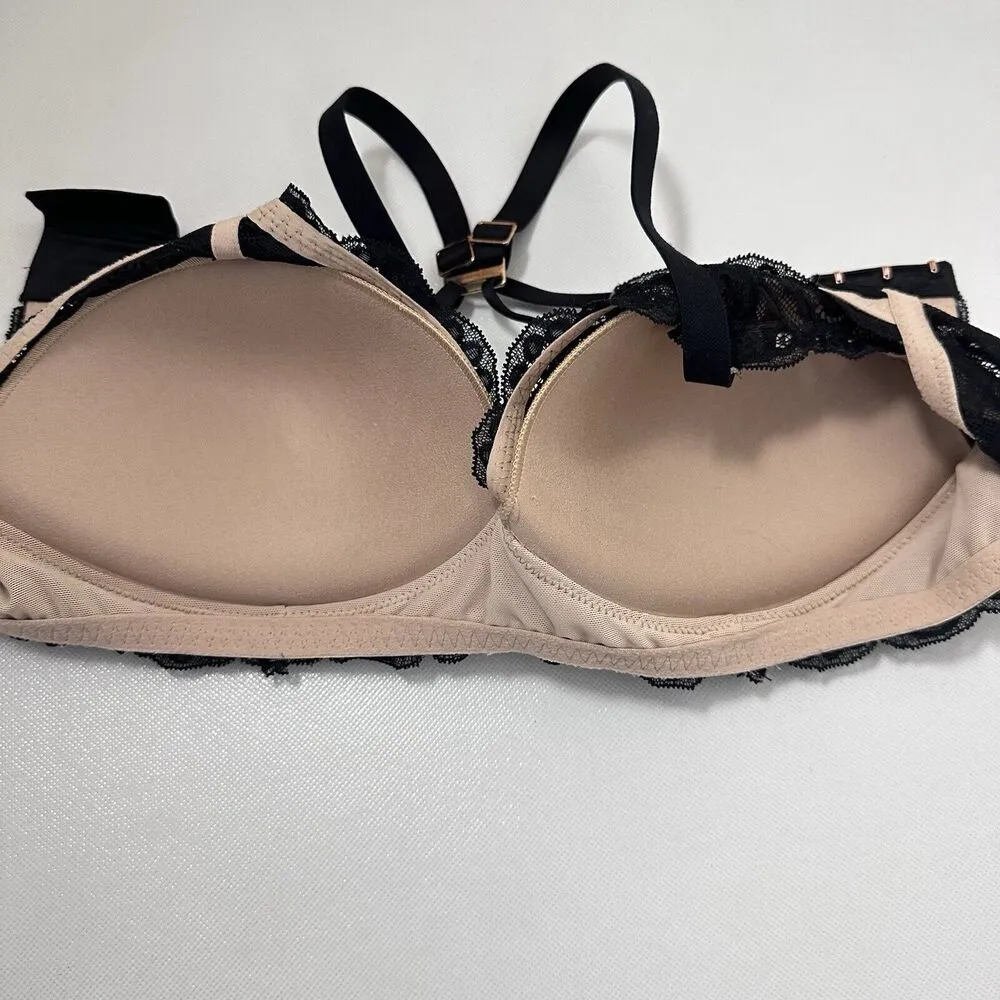 Aerie Bra Womens 36D Black Real Power Wireless Push Up Lace Bralette Strappy - Image 4