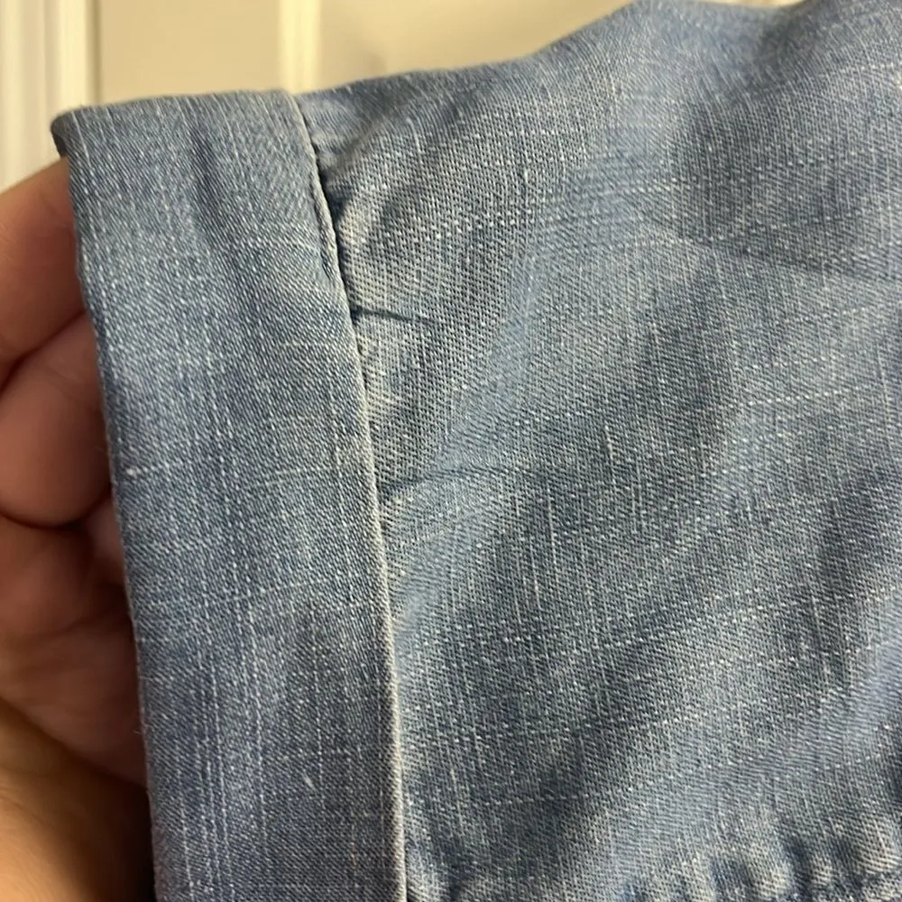 LOFT Petites Lyocell Blend Button Down Short Sleeve Shirt with Pleating- MP - Image 9