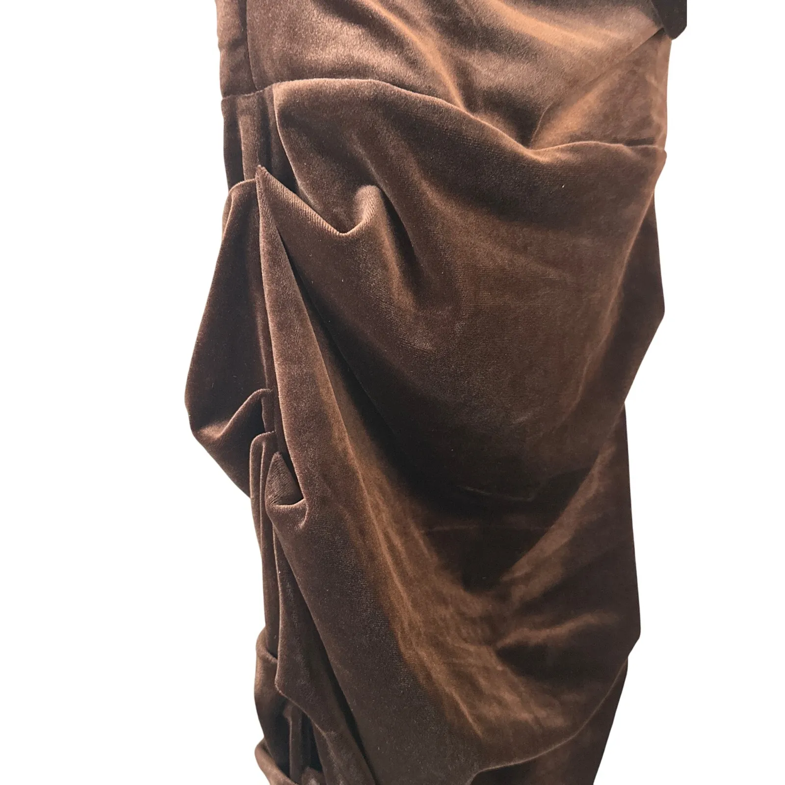 Alex Perry Layne Brown Velvet Off Shoulder Ruched Midi Dress Sz 6 - Image 7