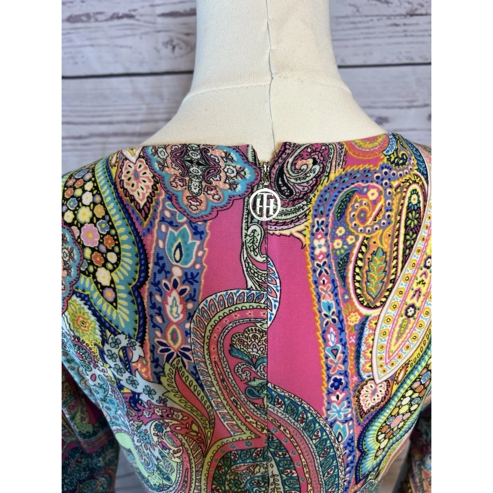 Tommy Hilfiger Women’s Petites Jaipur Paisley Matte Jersey Dress 4P Multicolor - Image 5