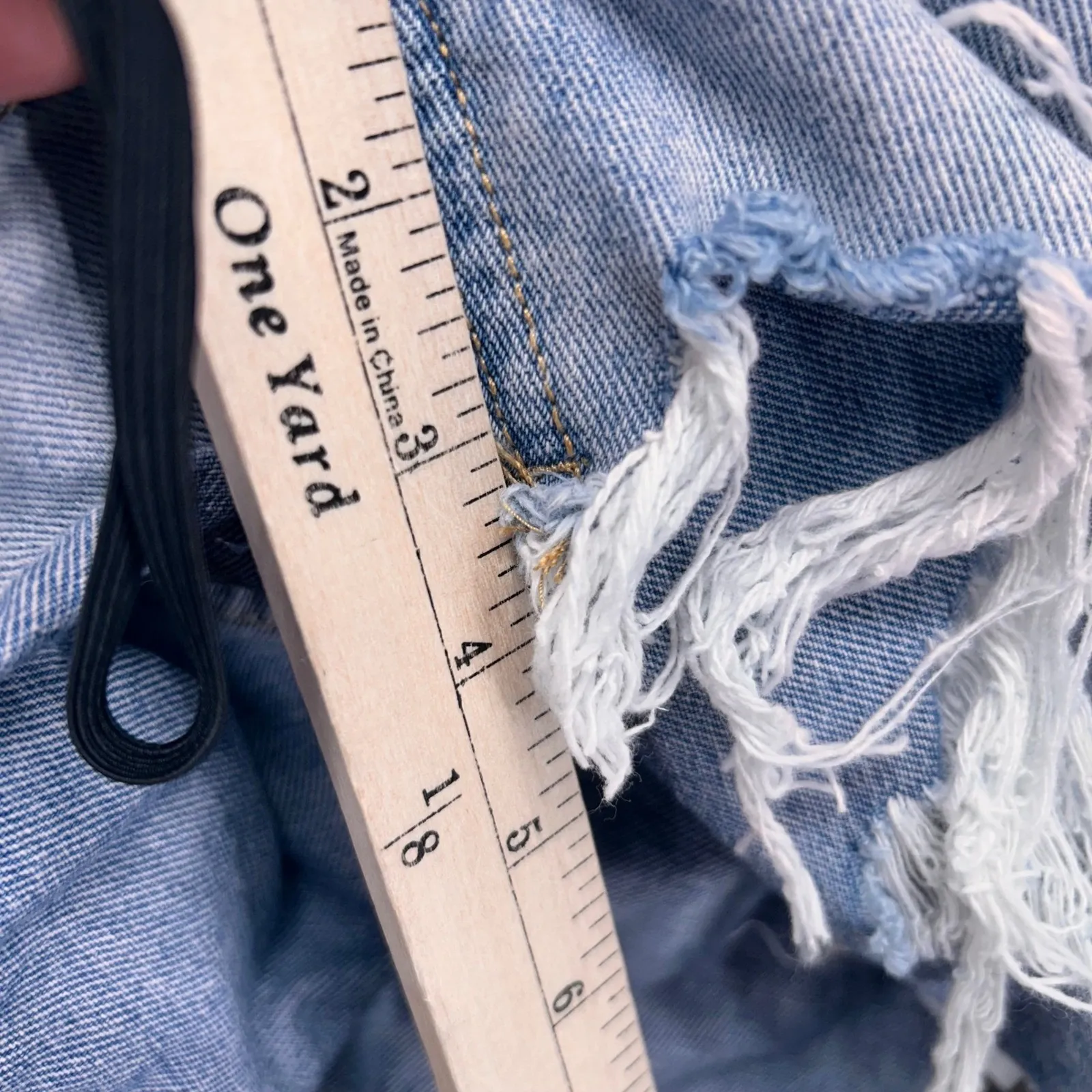 Denim Overalls Small Cottagecore Prairie‎ Shorts Distressed Light Wash - Image 9