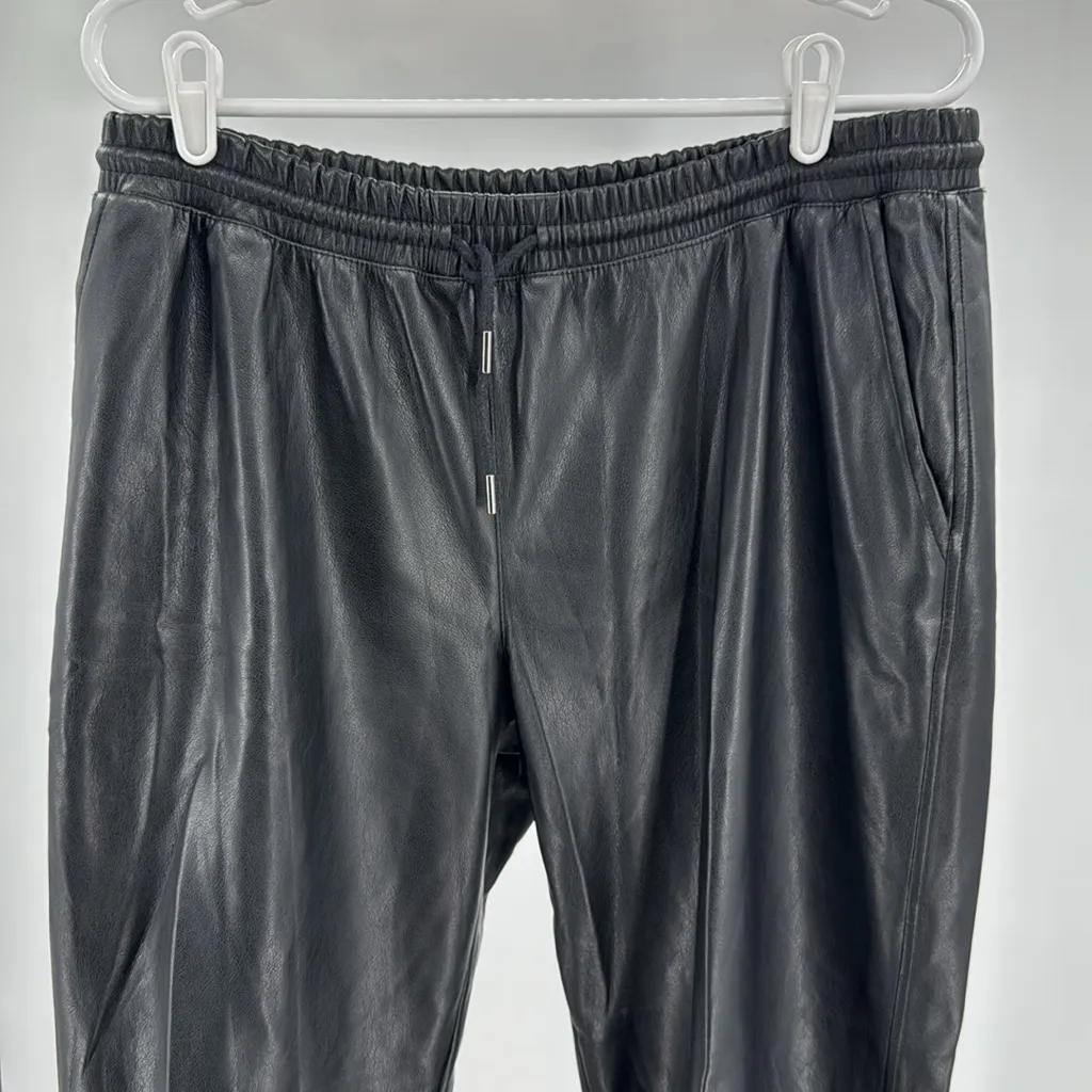 Scoop faux leather Black joggers pull on L casual fall winter active neutral Size L - Image 7