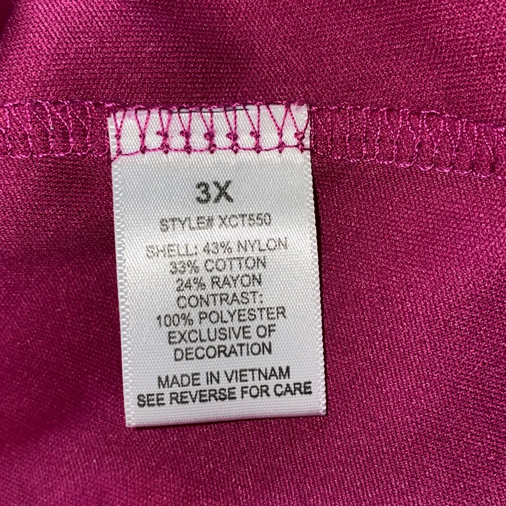 LYNN RYAN floral lace overlay poncho style attached tank top fuchsia size 3XL Purple - Image 7