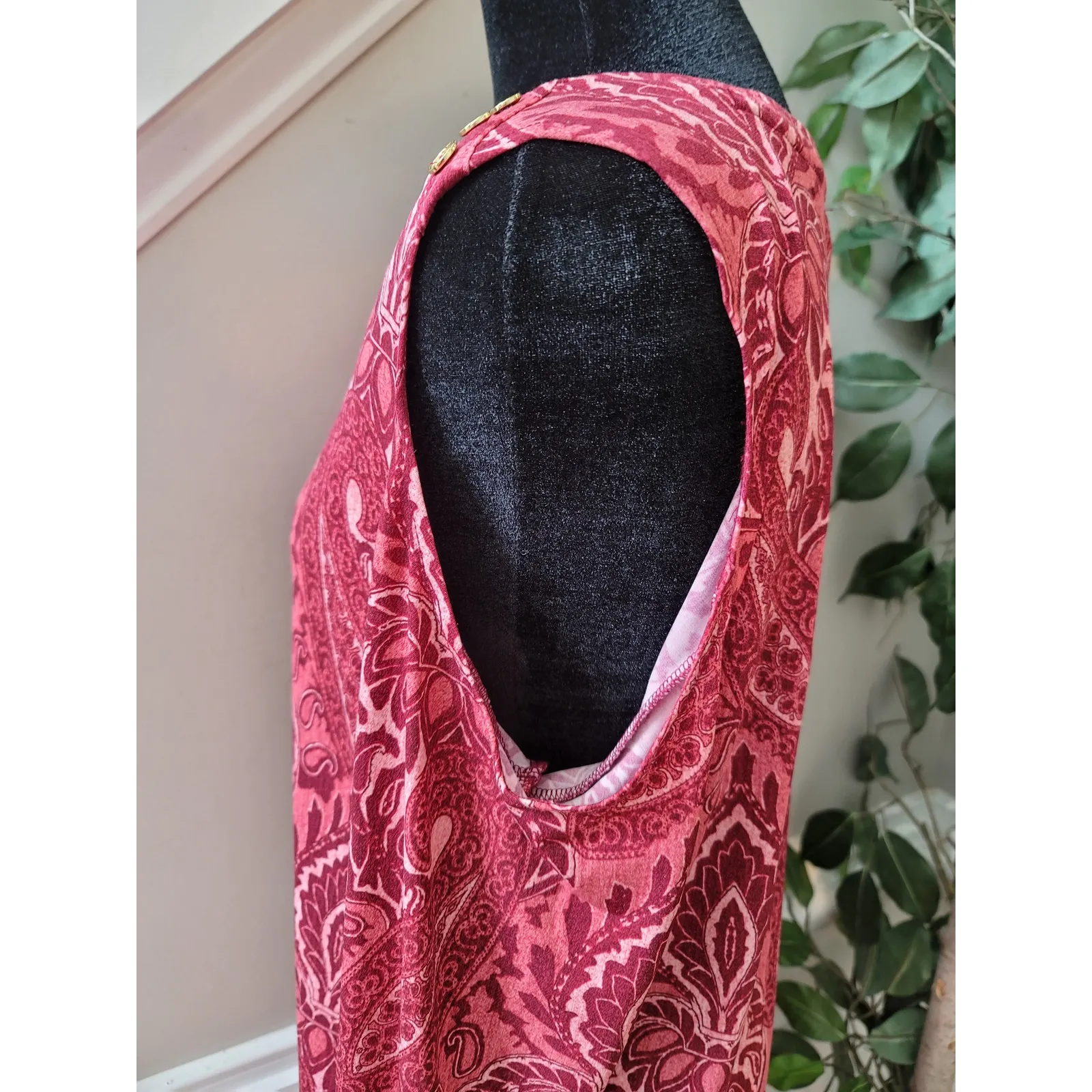 Michael Michael Kors Shirt Dress Women's Large Red Pink Polyester Long Sleeves - Image 3