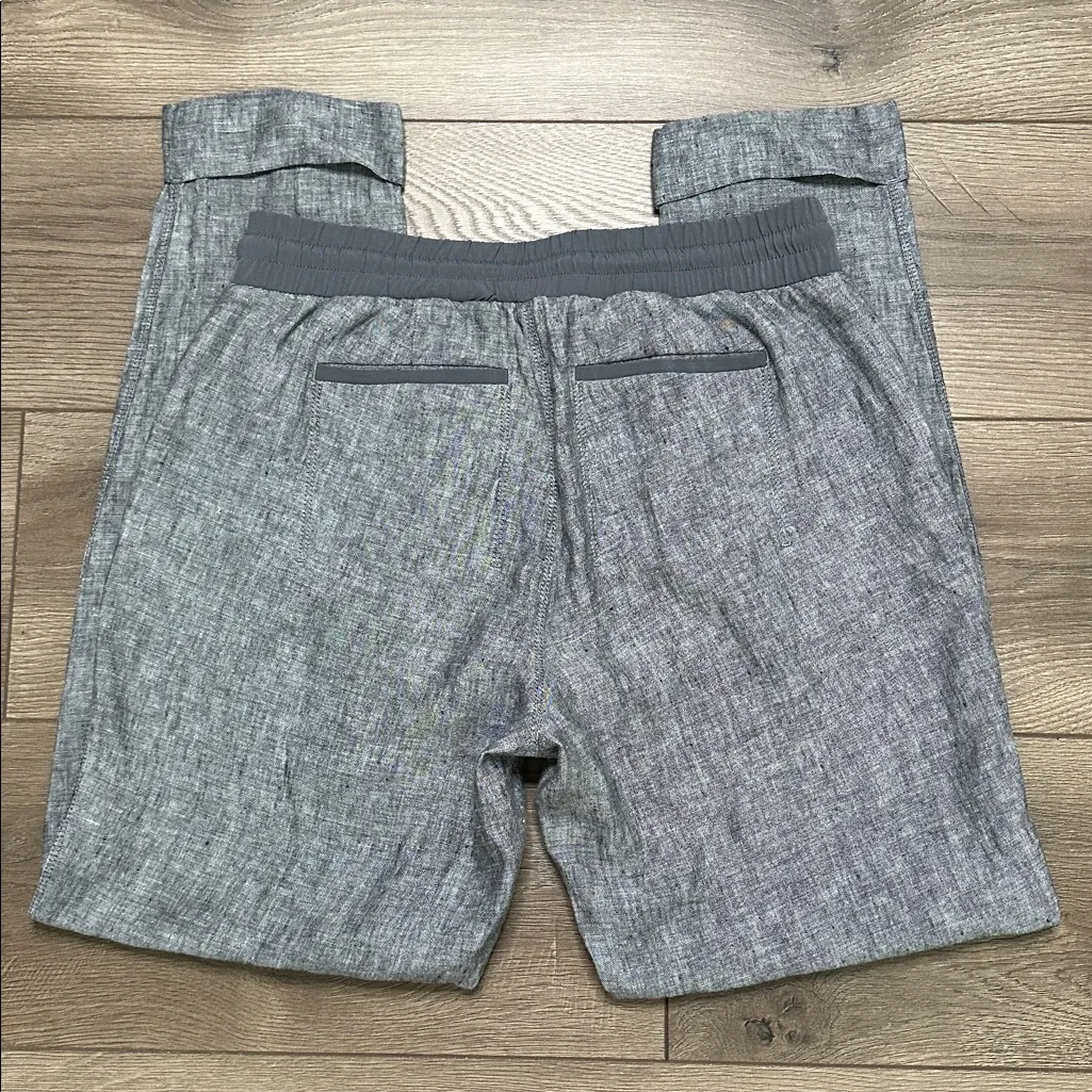 Athleta Bali Linen Ankle Pants Mid Rise Casual Flint Grey Heather Size 8 Tall - Image 6