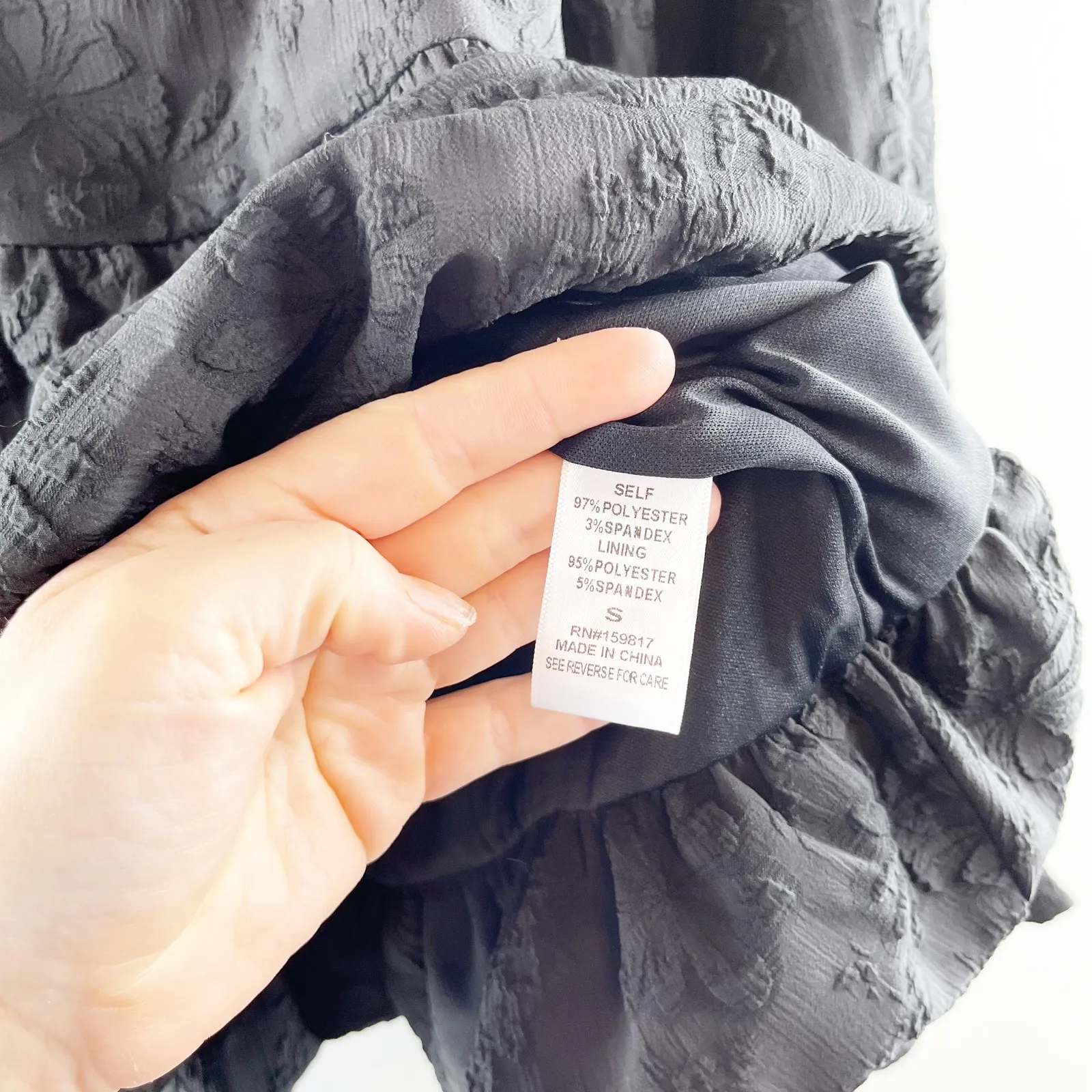 Altar'd State Babydoll Floral Square Neck Long Sleeve Bubble Hem Top Black Small - Image 5