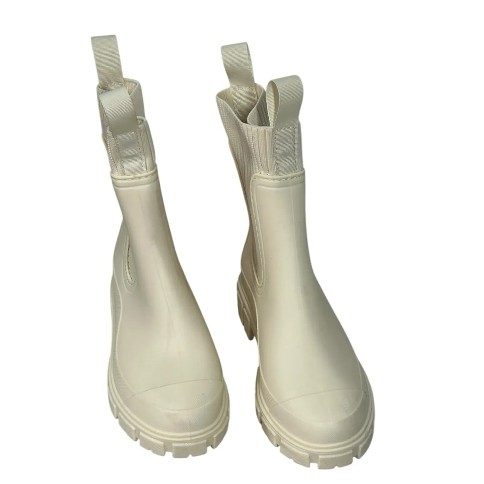 Uyirain Cream Waterproof Chelsea Rain Boots NWOB Women’s Size 7 Tan - Image 3