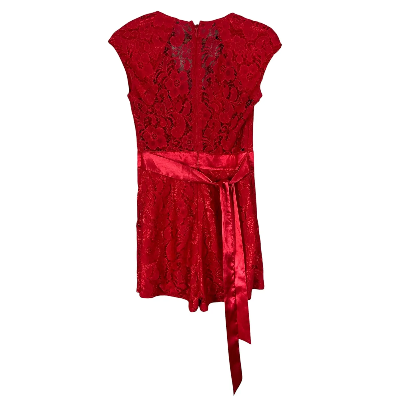 NWT Bebe Lace Romper Womens 4 Red Belted Sexy Y2K Coquette Holiday Night Out - Image 3