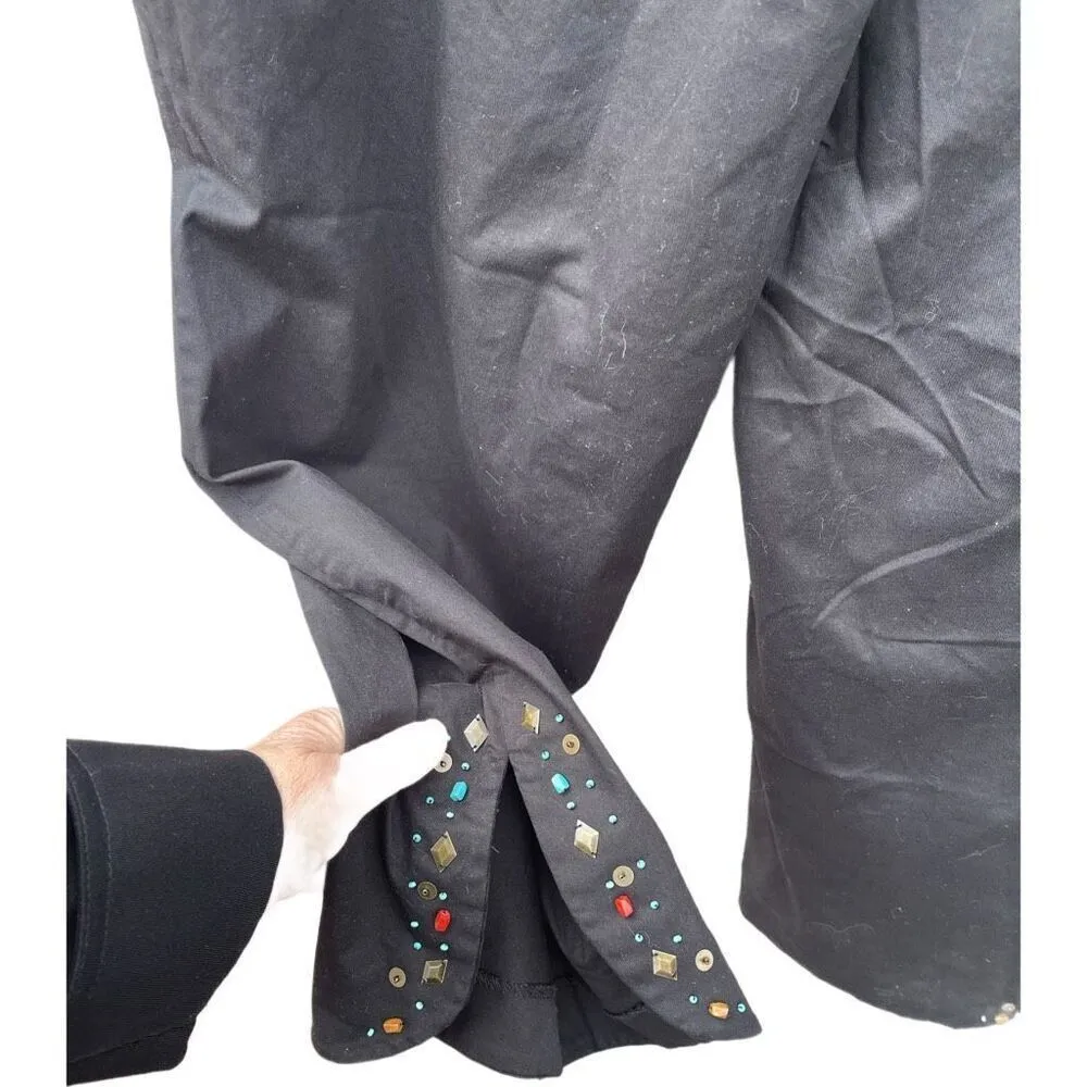 Requirements size 22 jet black cropped pants with beaded trim - Image 3