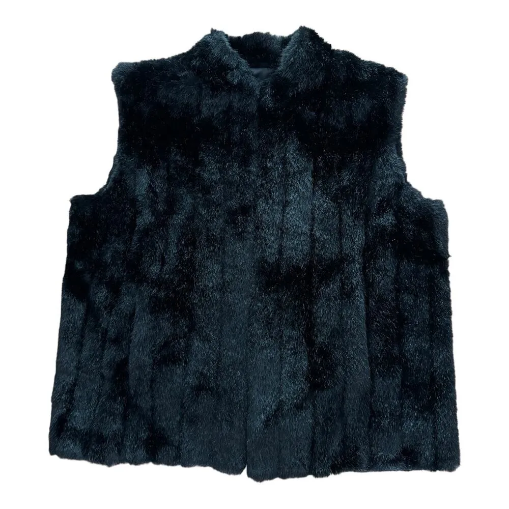 Fabulous furs Black Mink Faux Fur Hook Vest size 2 XL - Image 13