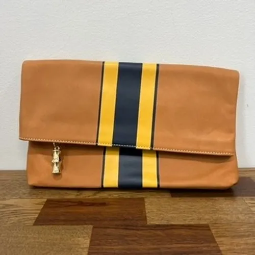 J Mclaughlin‎ Sienna Clutch Leather NWOT Natural Brown Hand Bag Folded Event - Image 2