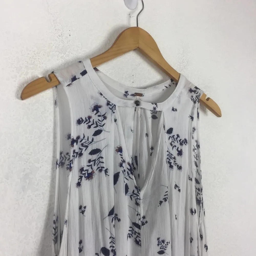 Free People Snap Out of It White Floral Swing Mini Dress Tunic Medium - Image 9